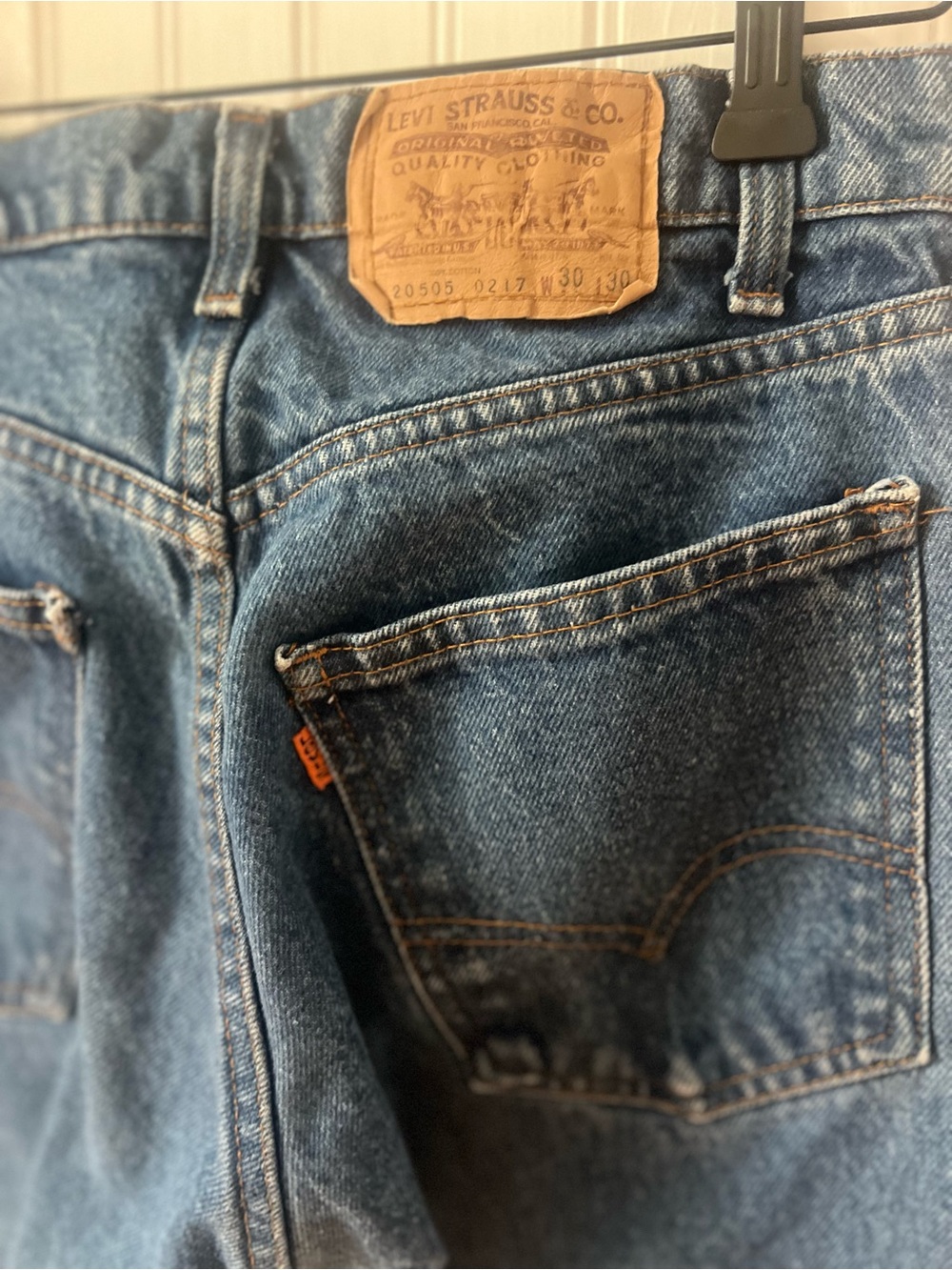 Vintage Levi's 505 Orange Tab USA Made Jeans 30x30 20505-0217 Straight Denim - Picture 6 of 13